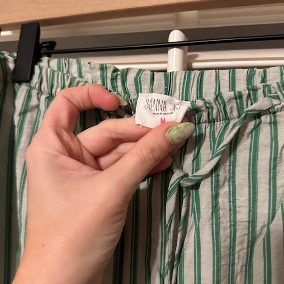 NWOT Sienna Sky Green Striped Pajama Pants - Picture 4 of 4